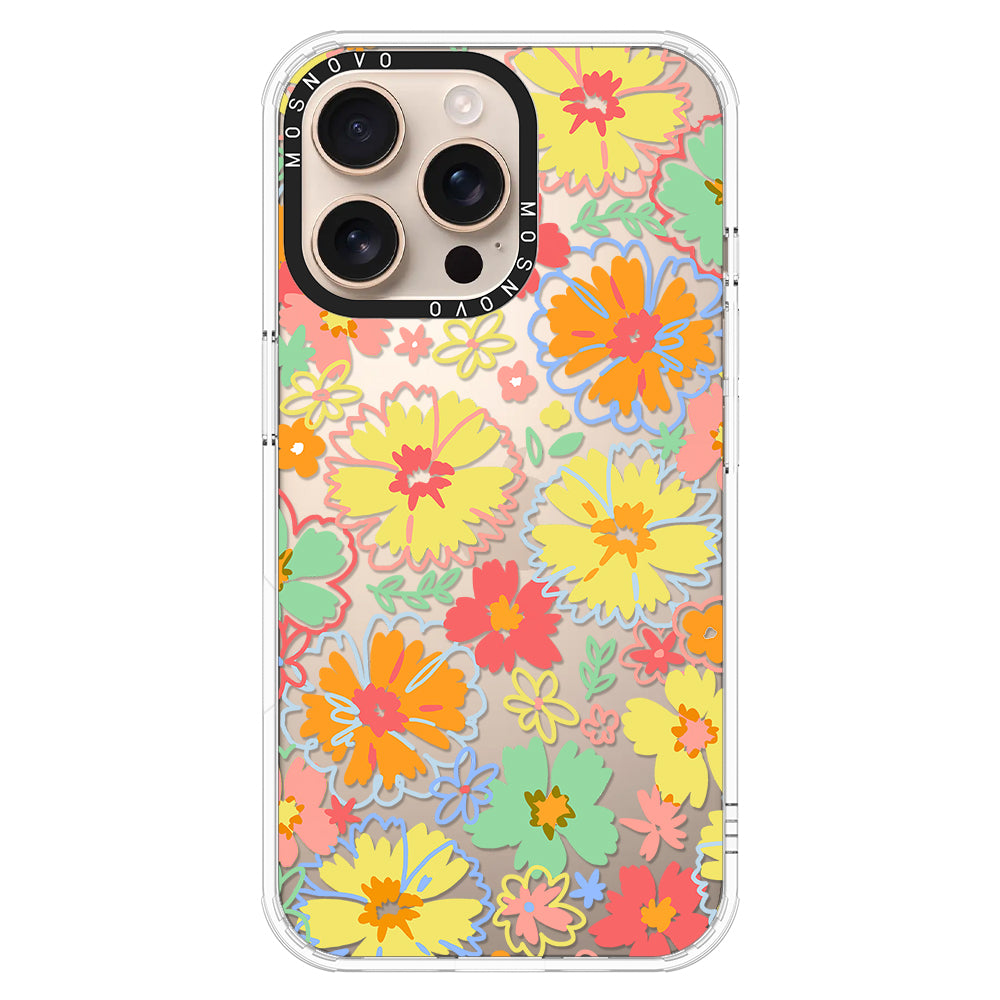 Retro Boho Hippie Flowers Phone Case - iPhone 16 Pro Max Case - MOSNOVO