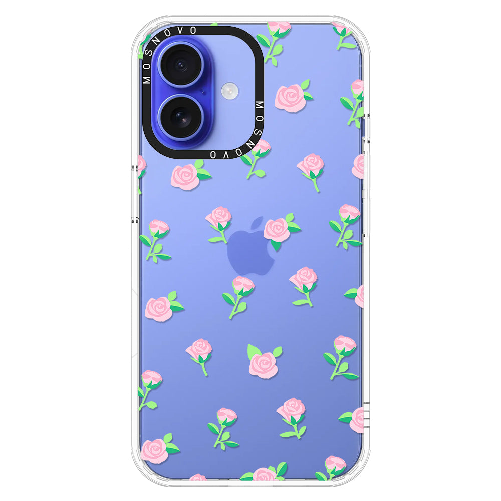 Pink Rose Floral Phone Case - iPhone 16 Plus Case - MOSNOVO