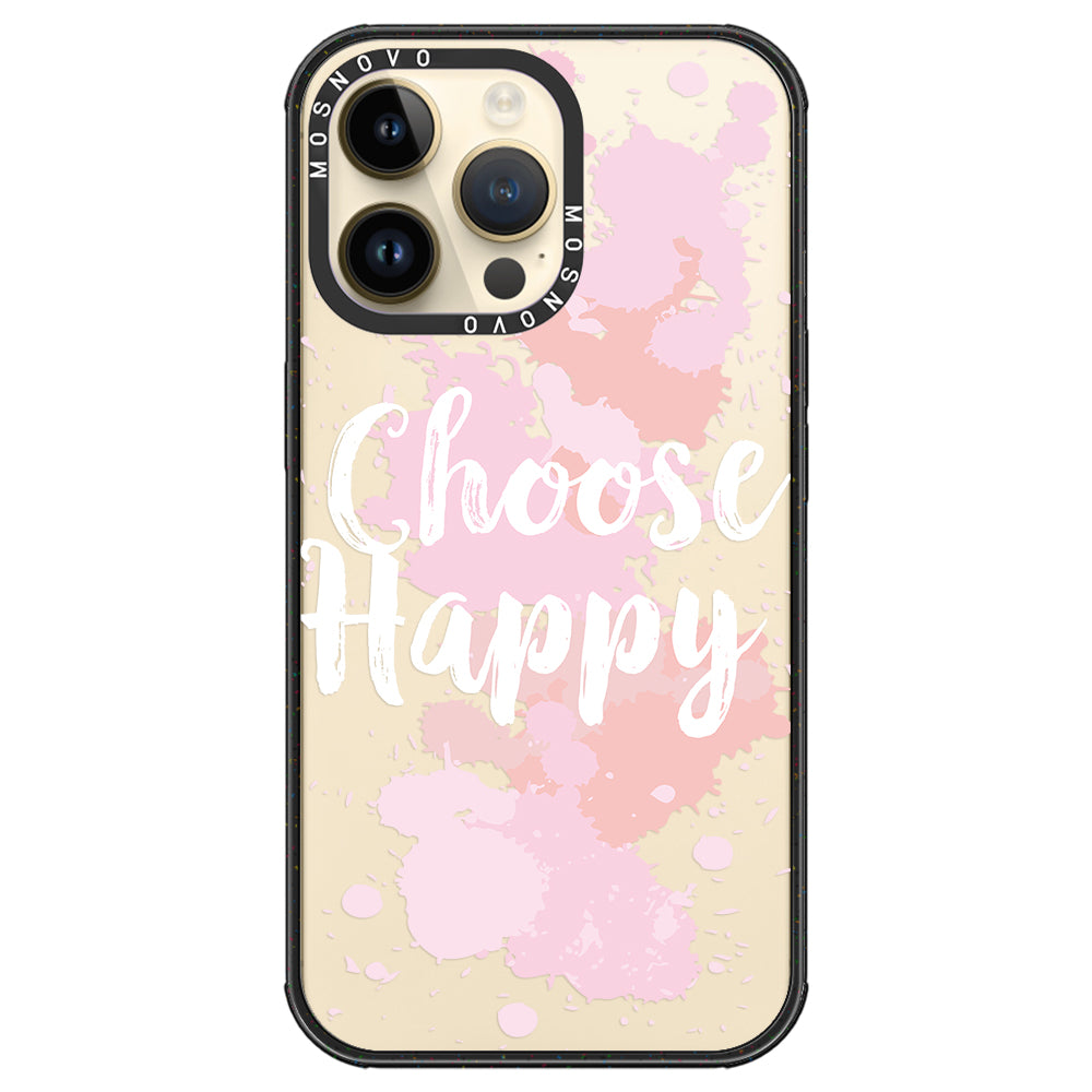 Choose Happy Phone Case - iPhone 14 Pro Max Case Clear Black ShockStone