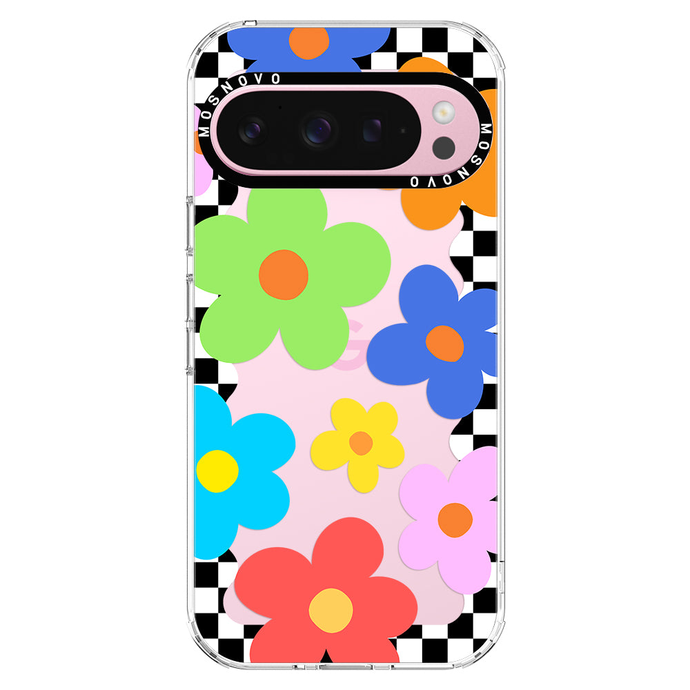 60's Checkered Floral Phone Case - Google Pixel 9 Pro XL Case