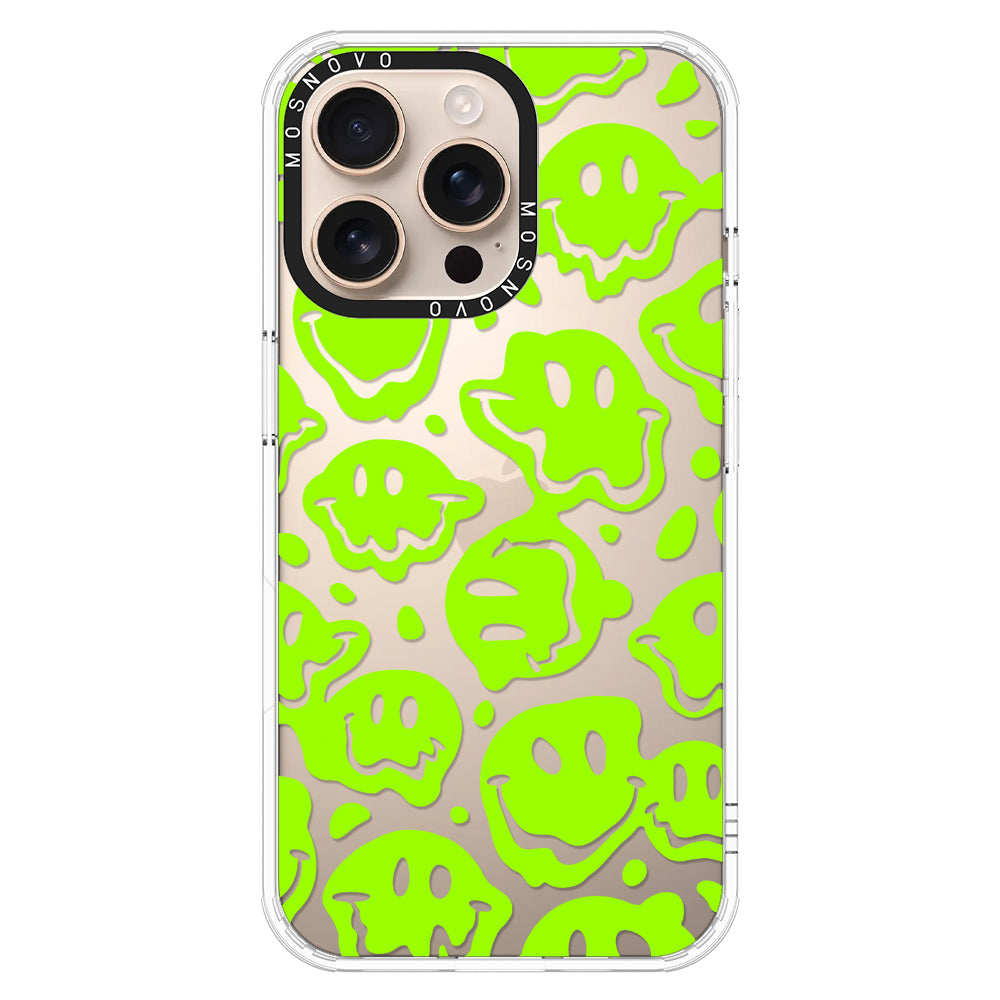 Distorted Green Smiles Face Phone Case - iPhone 16 Pro Max Case - MOSNOVO