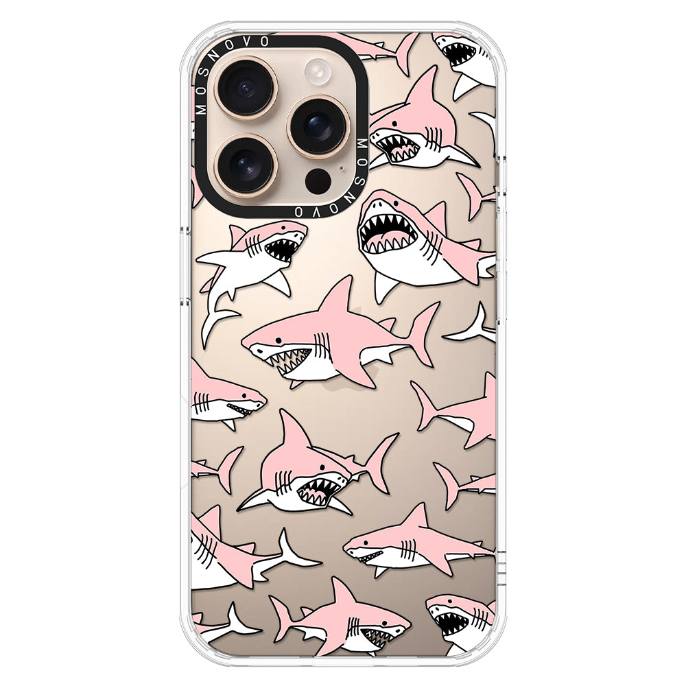 Pink Shark Phone Case - iPhone 16 Pro Max Case - MOSNOVO