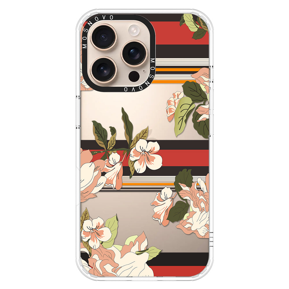 Classic Stripe Floral Phone Case - iPhone 16 Pro Max Case - MOSNOVO