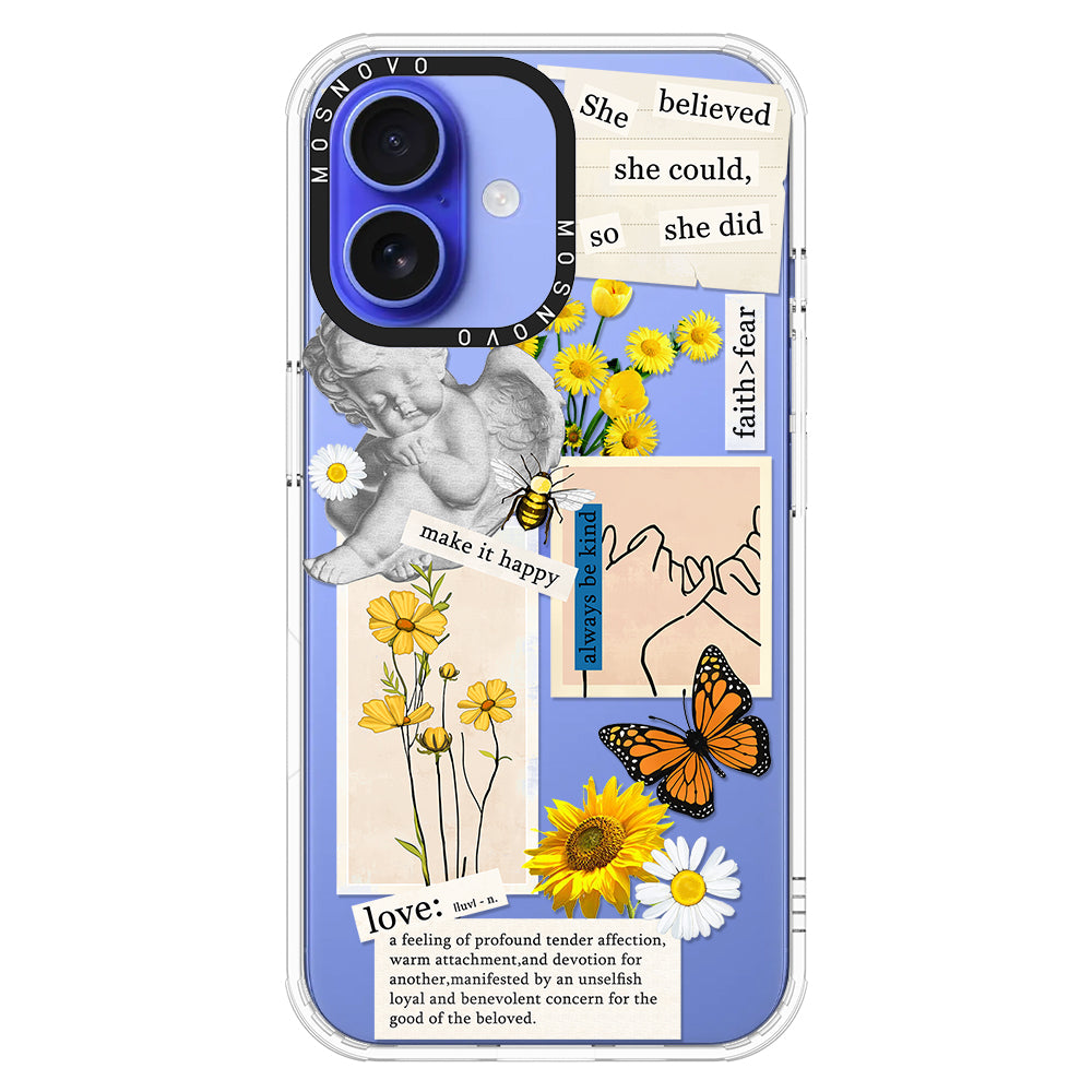 Vintage Collage Sunflower Butterfly Phone Case - iPhone 16 Case - MOSNOVO