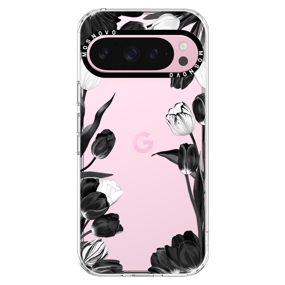 Black White Tulips Phone Case - Google Pixel 9 Pro Case