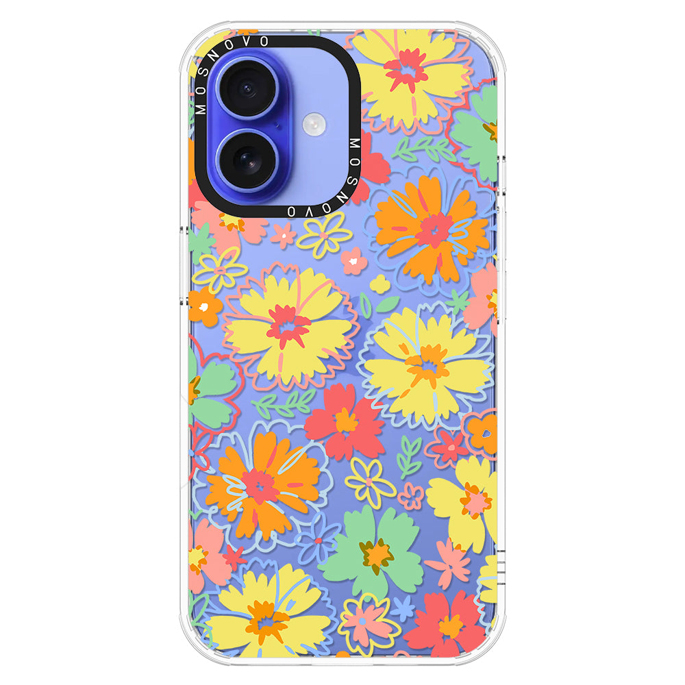 Retro Boho Hippie Flowers Phone Case - iPhone 16 Plus Case - MOSNOVO