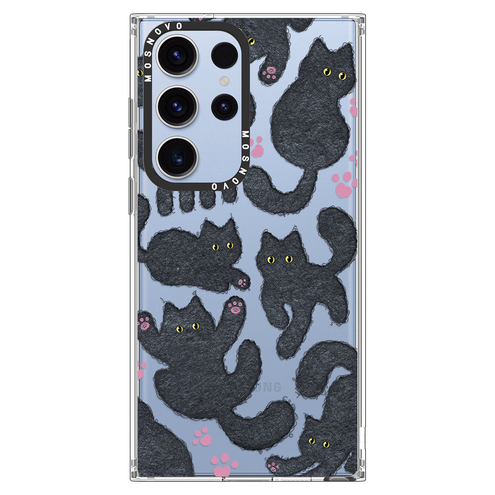 Black Furry Cat Phone Case - Samsung Galaxy S23 Ultra Case