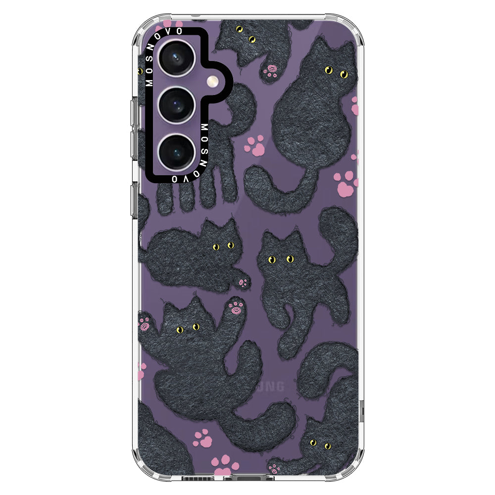 Black Furry Cat Phone Case - Samsung Galaxy S23 FE Case