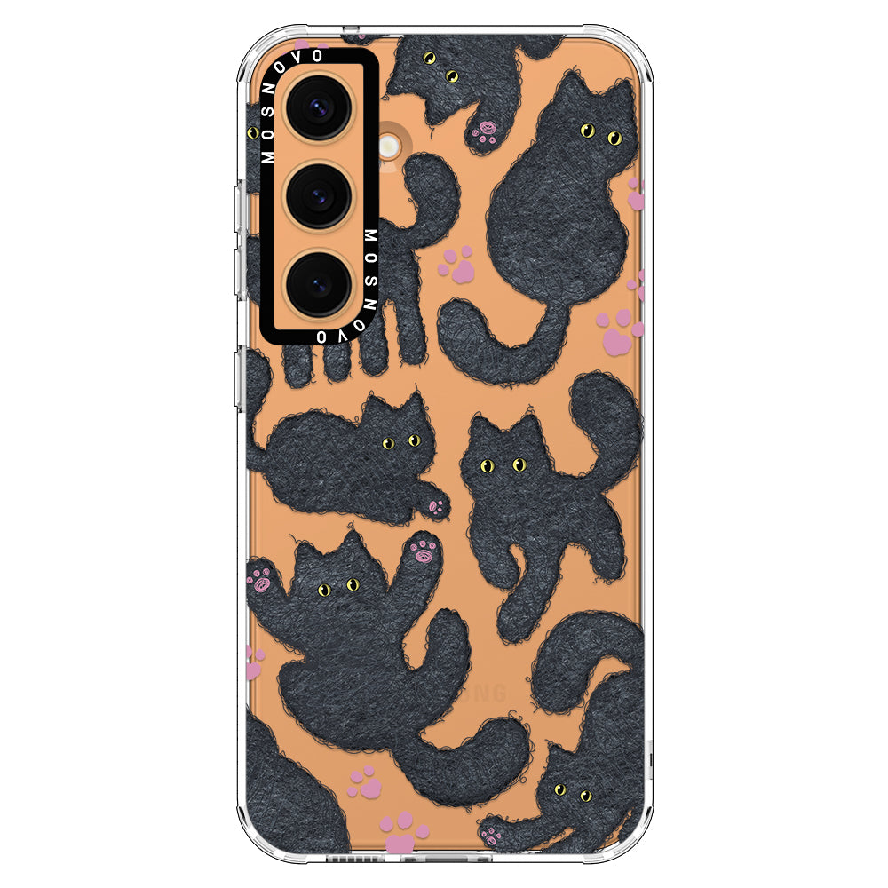 Black Furry Cat Phone Case - Samsung Galaxy S24 Plus Case