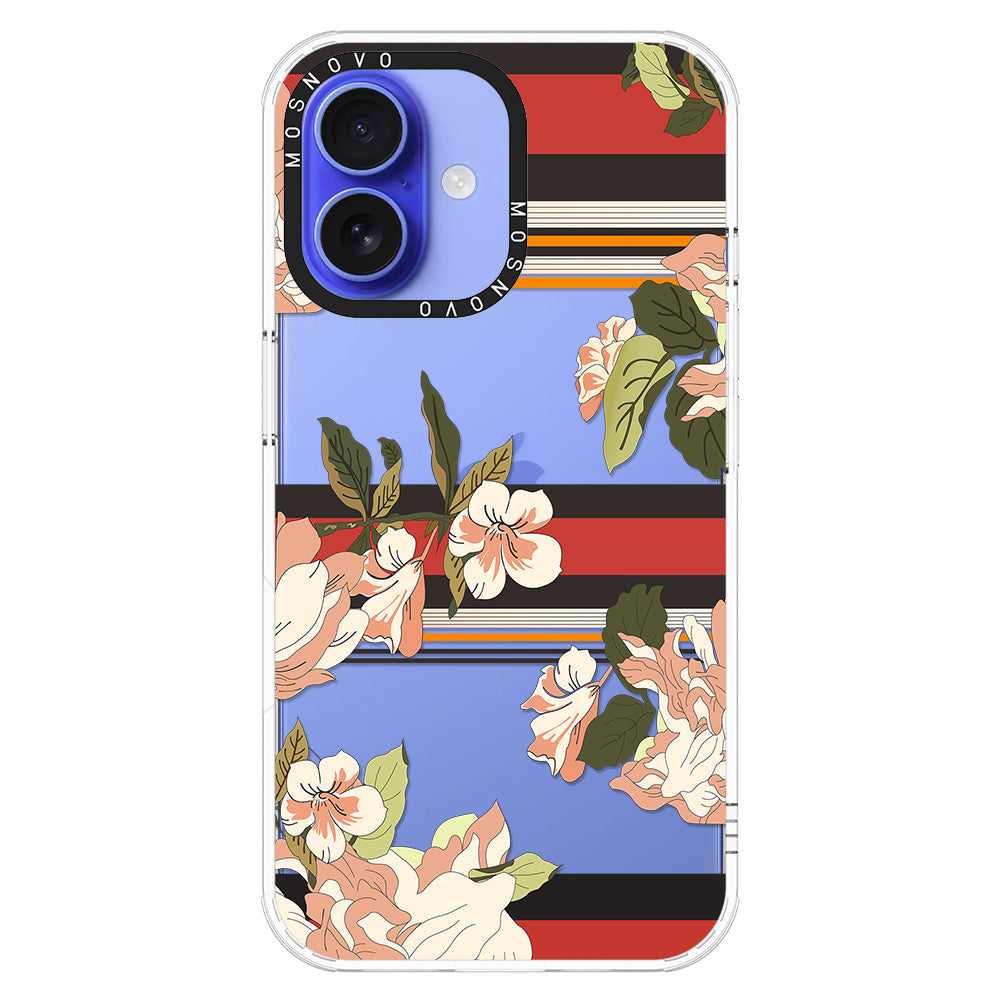 Classic Stripe Floral Phone Case - iPhone 16 Case - MOSNOVO