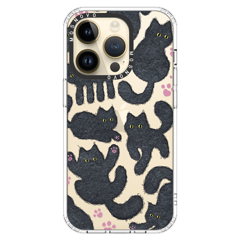 Black Furry Cat Phone Case - iPhone 14 Pro Case