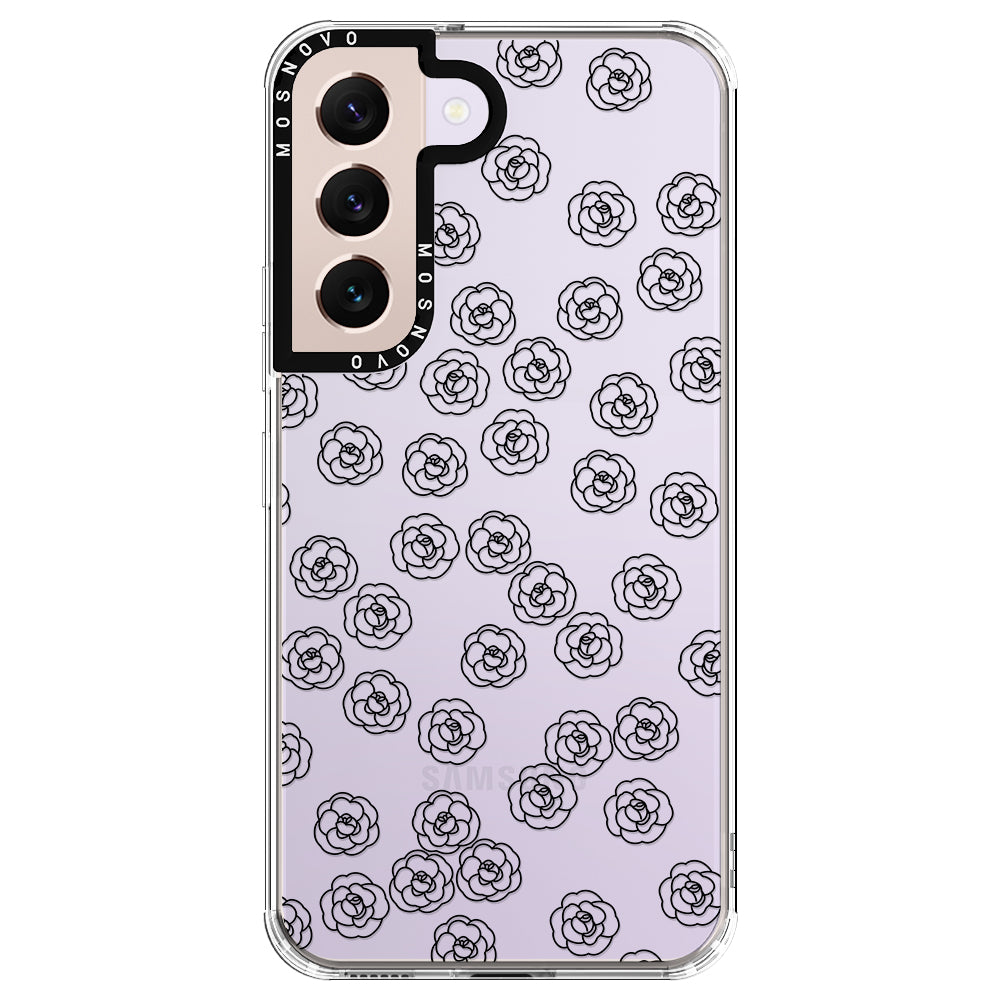 Linear Camelia Flower Phone Case - Samsung Galaxy S22 Case