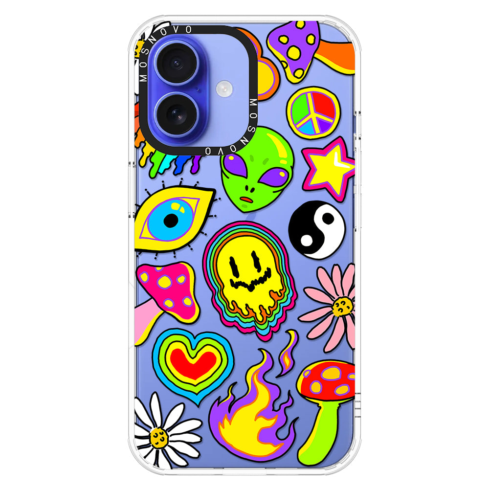 Hippie Rainbow Face Love Phone Case - iPhone 16 Case - MOSNOVO