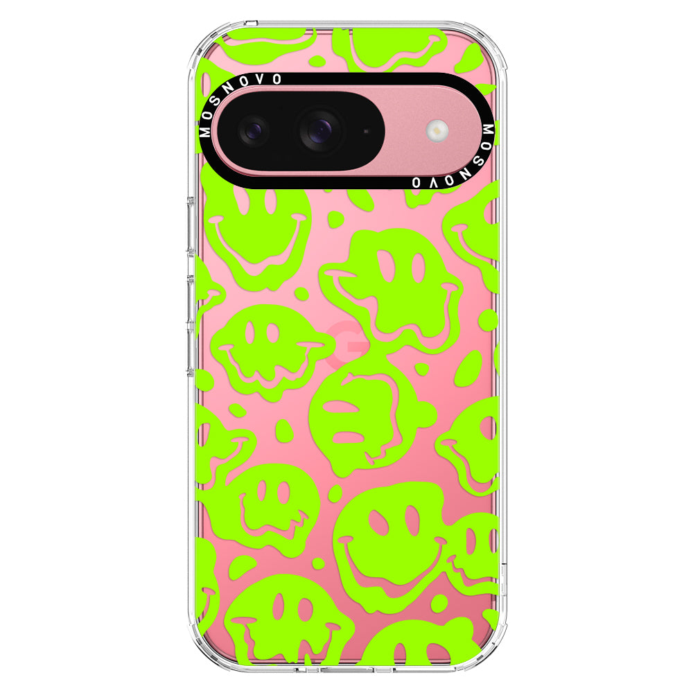 Distorted Green Smiles Face Phone Case - Google Pixel 9 Case