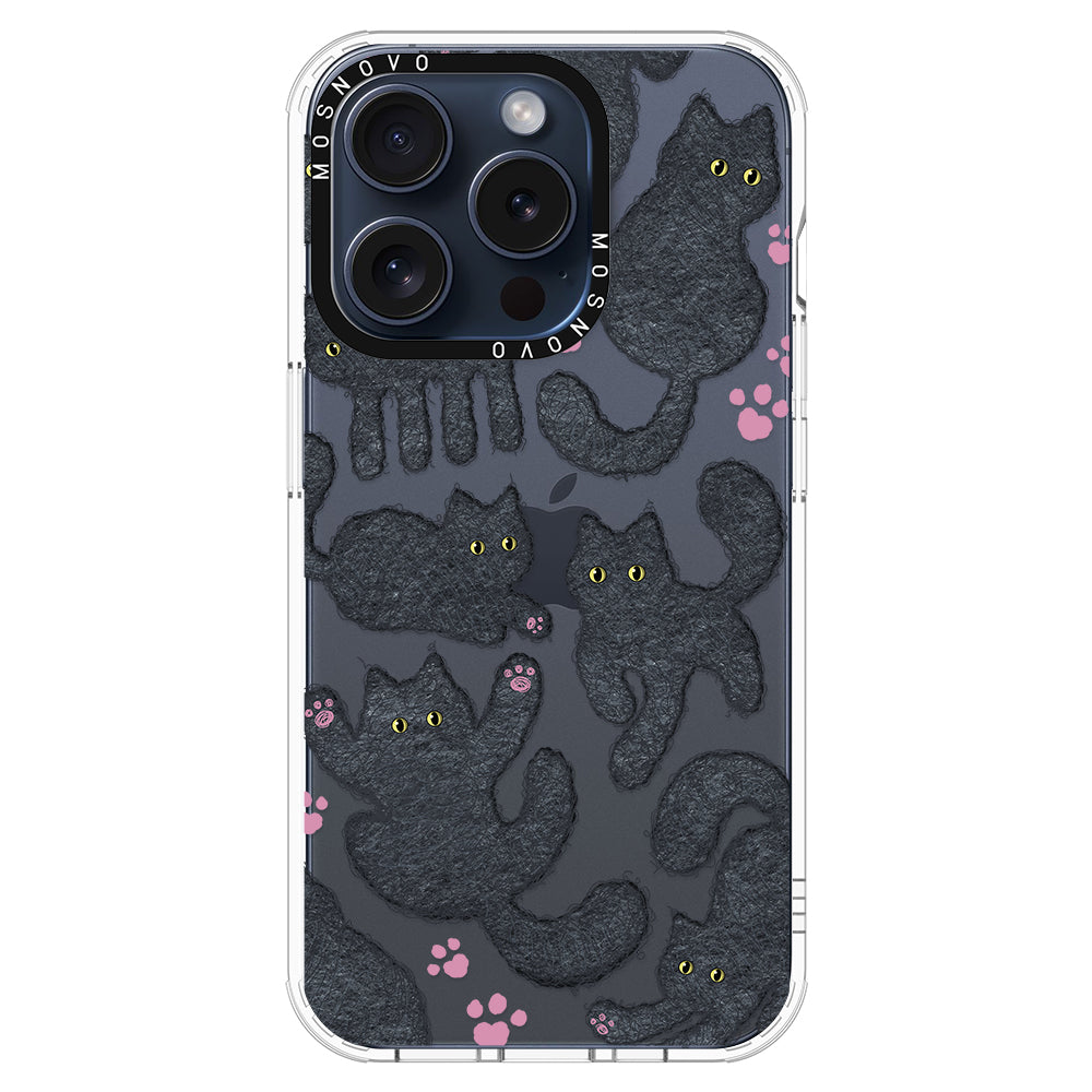 Black Furry Cat Phone Case - iPhone 15 Pro Case