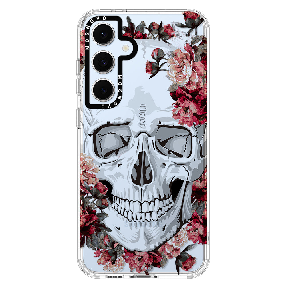 Red Flower Skull Phone Case - Samsung Galaxy S24 FE Case - MOSNOVO