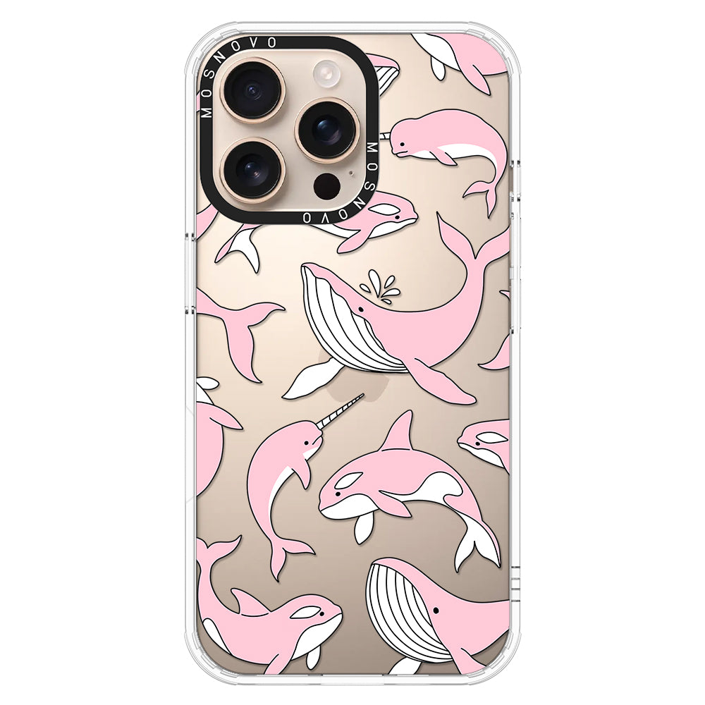 Pink Whales Phone Case - iPhone 16 Pro Max Case - MOSNOVO