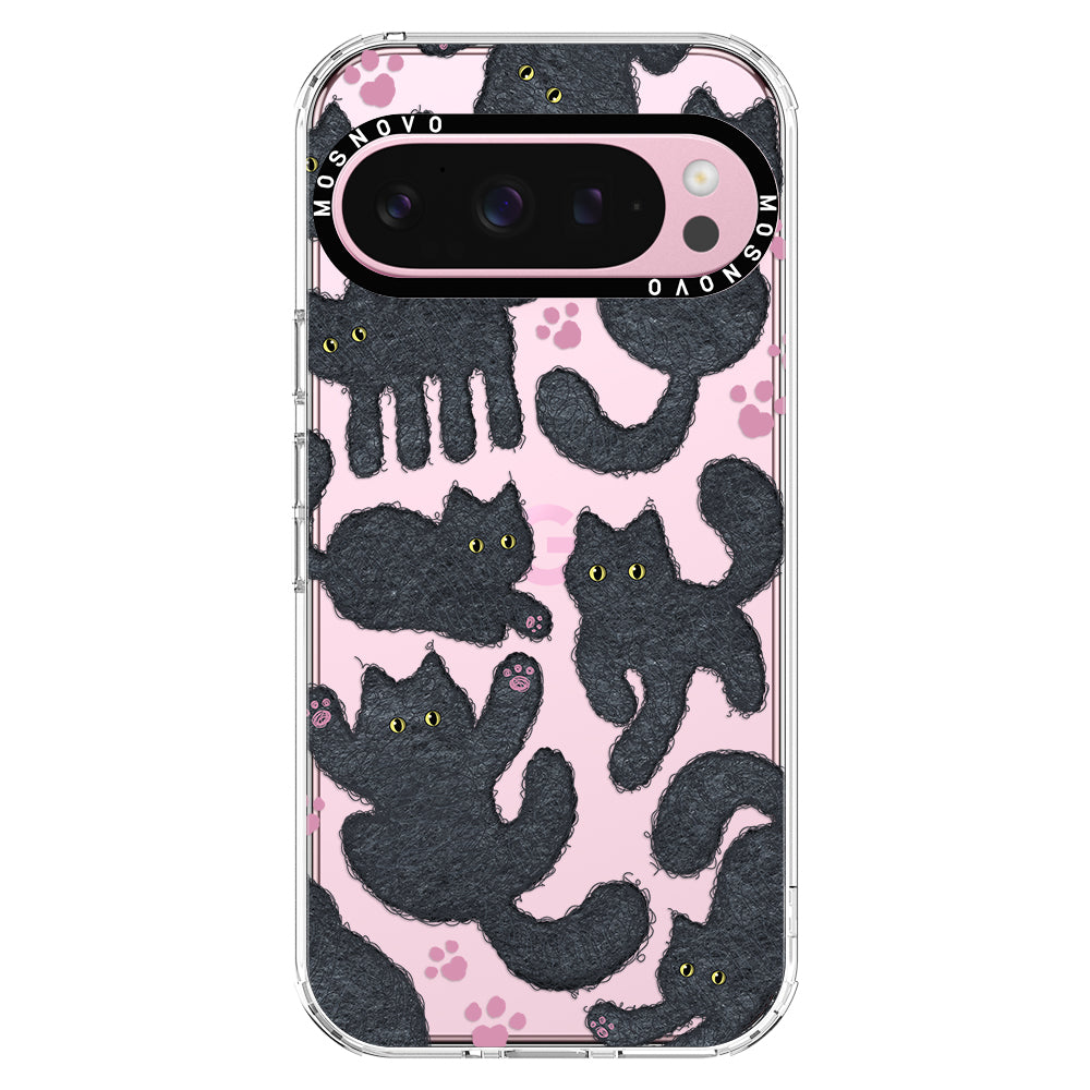 Black Furry Cat Phone Case - Google Pixel 9 Pro Case