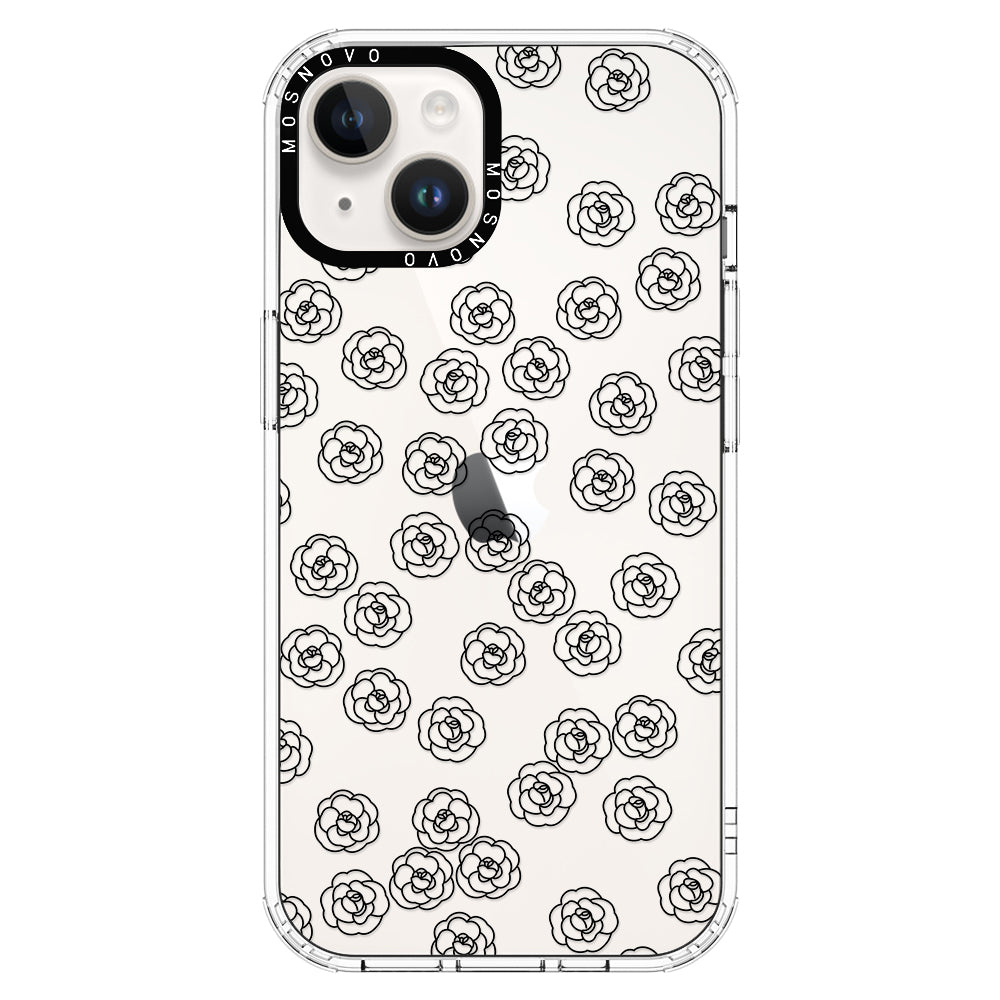 Linear Camelia Flower Phone Case - iPhone 14 Plus Case