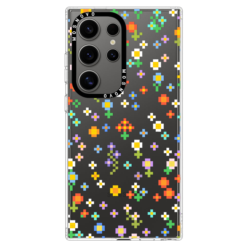 Pixel-Floral Phone Case - Samsung Galaxy S24 Ultra Case