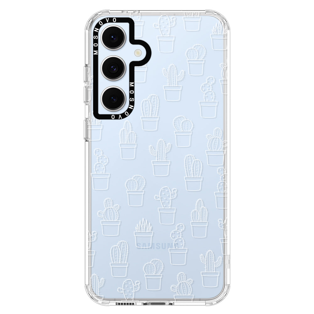 White Potted Cactus Phone Case - Samsung Galaxy S24 FE Case - MOSNOVO