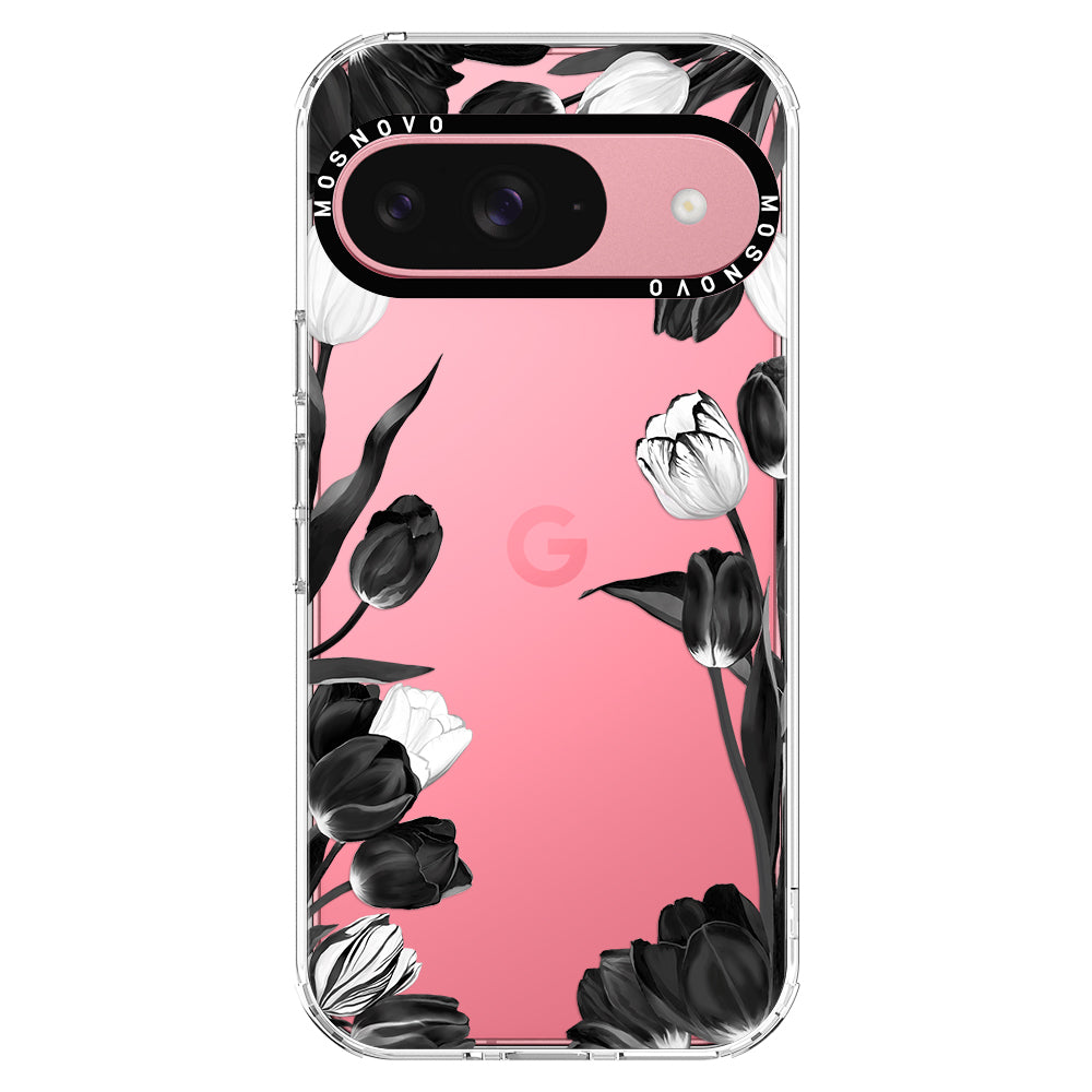 Black White Tulips Phone Case - Google Pixel 9 Case