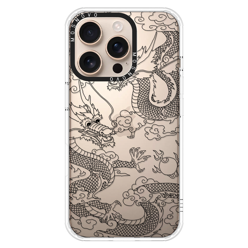 Black Dragon Phone Case - iPhone 16 Pro Case Clear