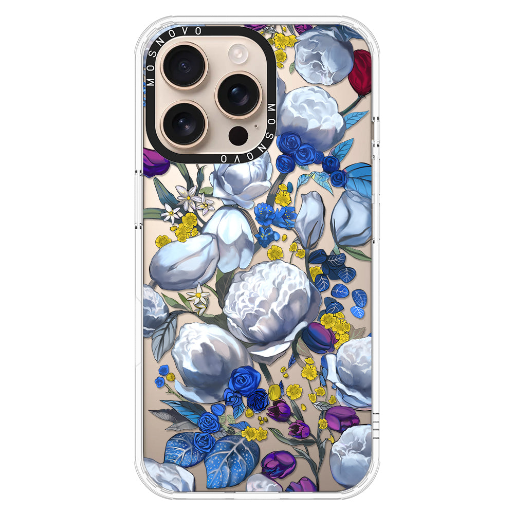 Purple Blue Floral Phone Case - iPhone 16 Pro Max Case - MOSNOVO