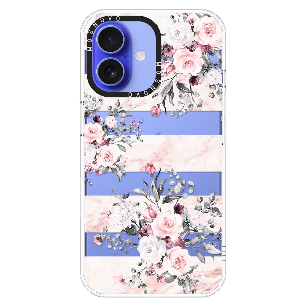 Pink Marble Flowers Phone Case - iPhone 16 Case - MOSNOVO