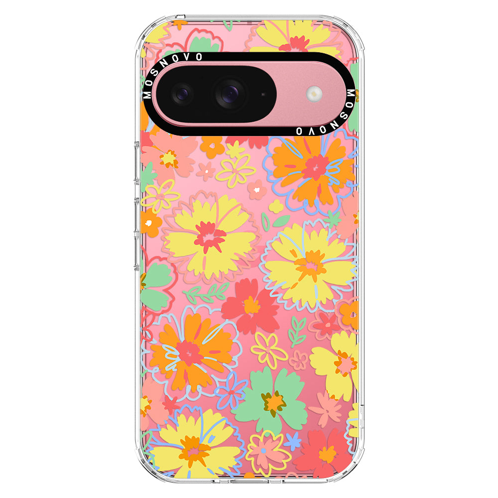 Retro Boho Hippie Flowers Phone Case - Google Pixel 9 Case