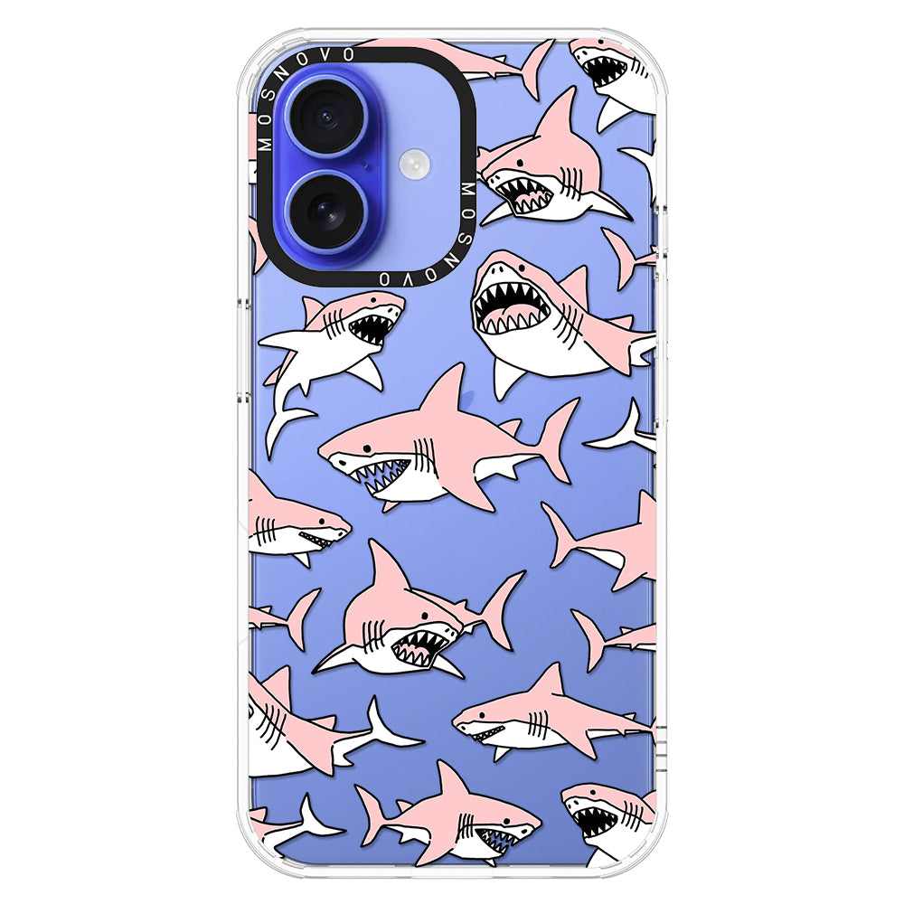 Pink Shark Phone Case - iPhone 16 Plus Case - MOSNOVO