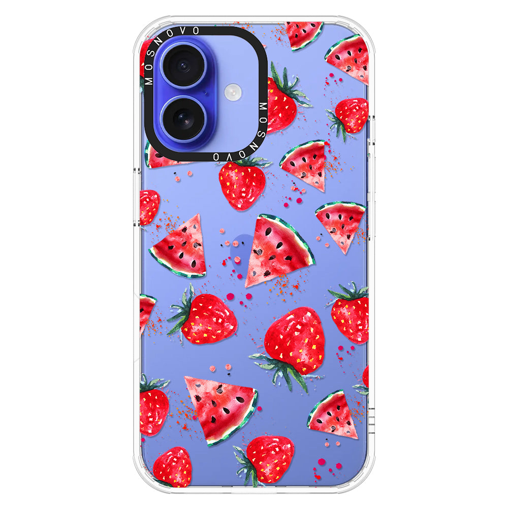 Watermelon and Strawberry Phone Case - iPhone 16 Case - MOSNOVO