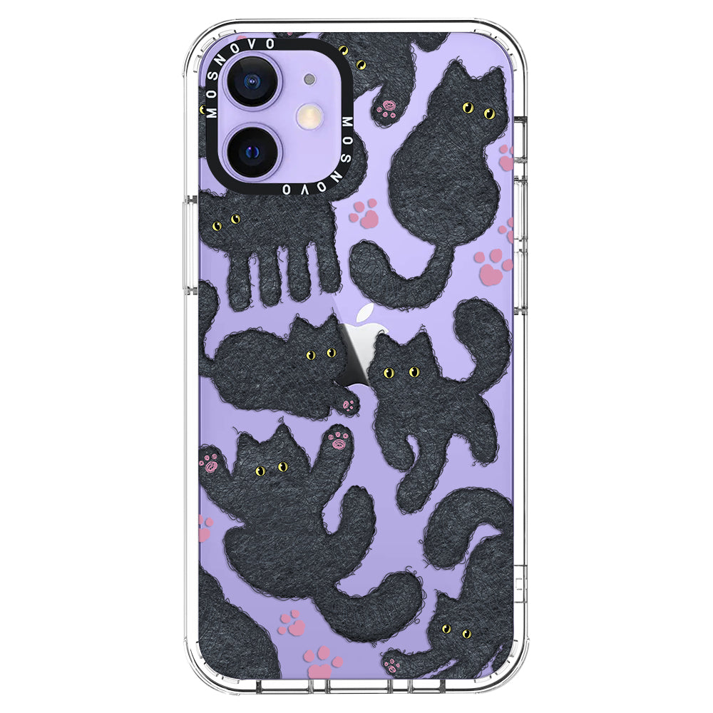 Black Furry Cat Phone Case - iPhone 12 Pro Case