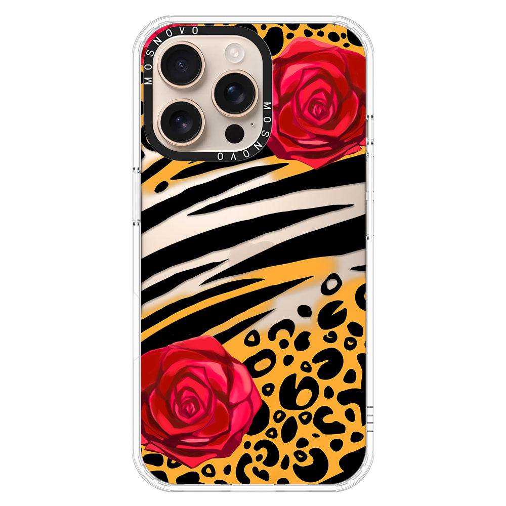 Wild Floral Leopard Phone Case - iPhone 16 Pro Max Case - MOSNOVO