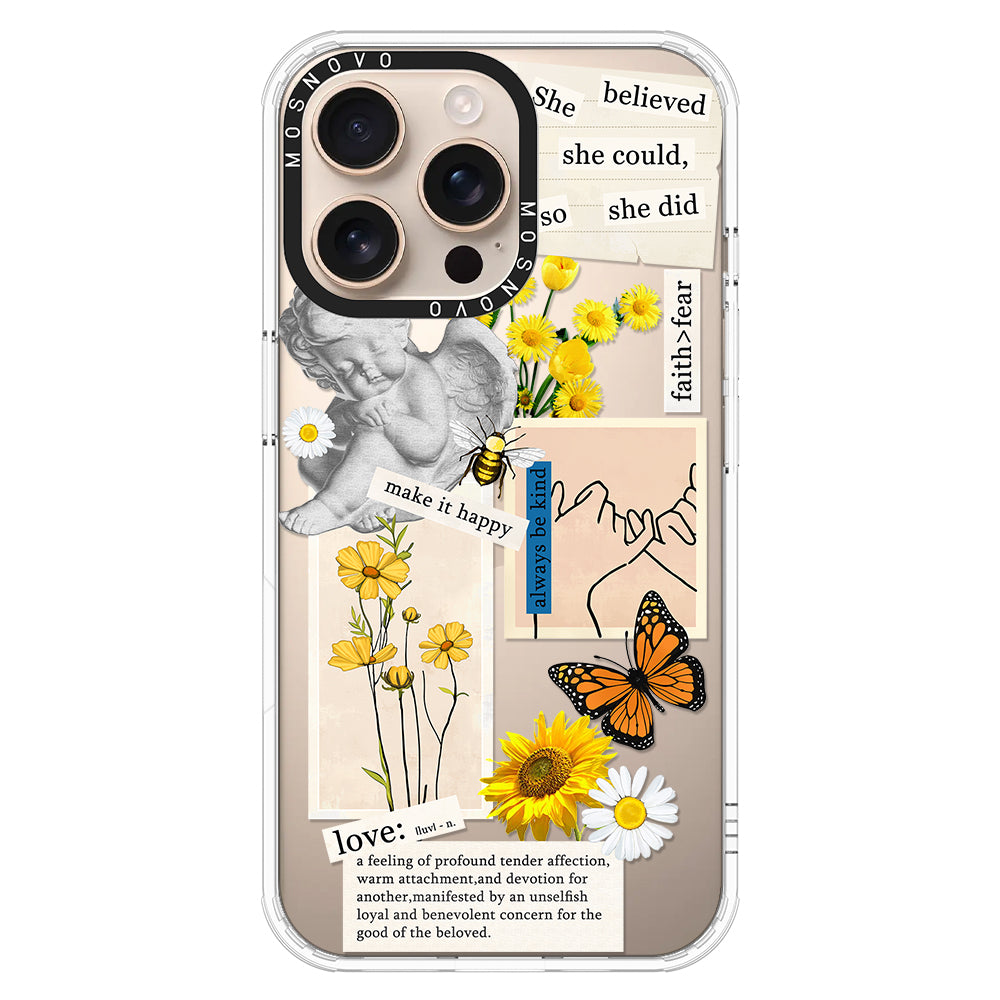 Vintage Collage Sunflower Butterfly Phone Case - iPhone 16 Pro Max Case - MOSNOVO