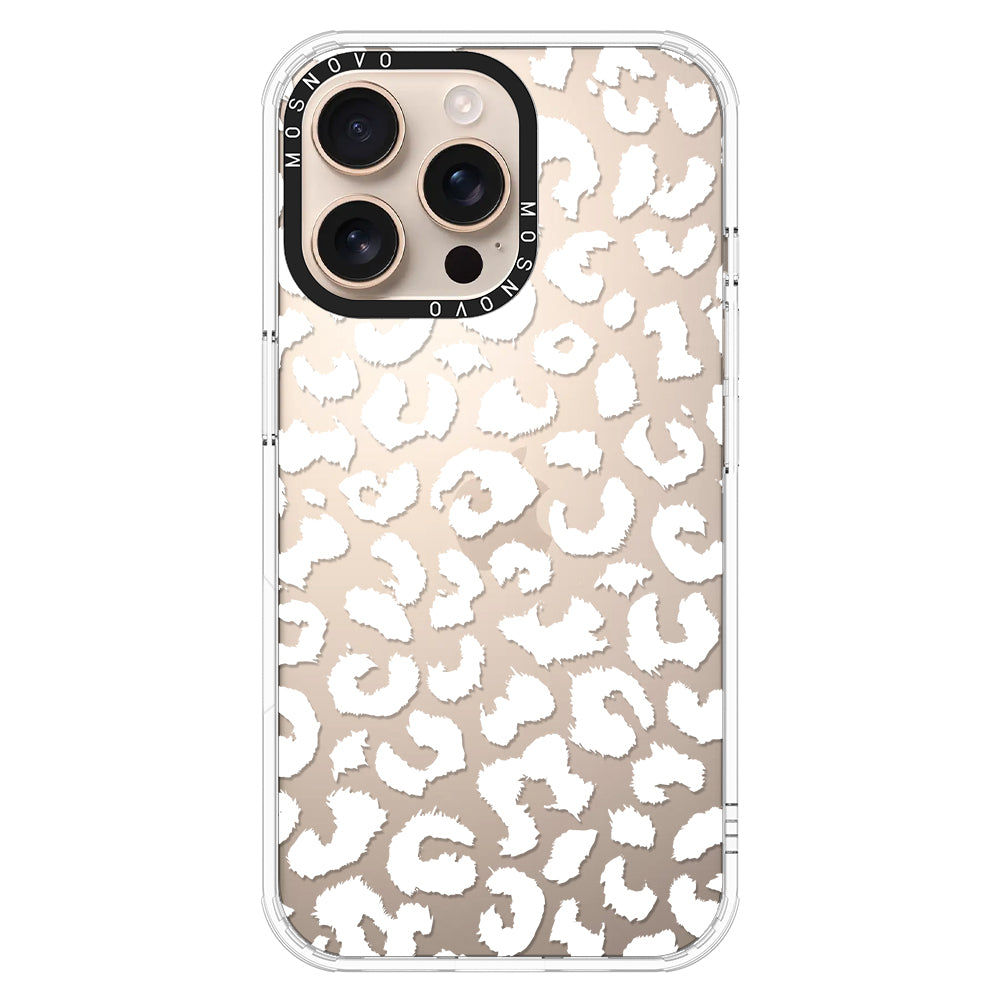 White Leopard Phone Case - iPhone 16 Pro Max Case - MOSNOVO