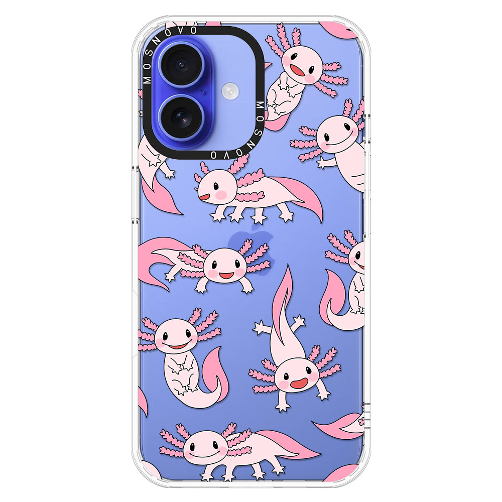 Pink Axolotl Phone Case - iPhone 16 Plus Case - MOSNOVO