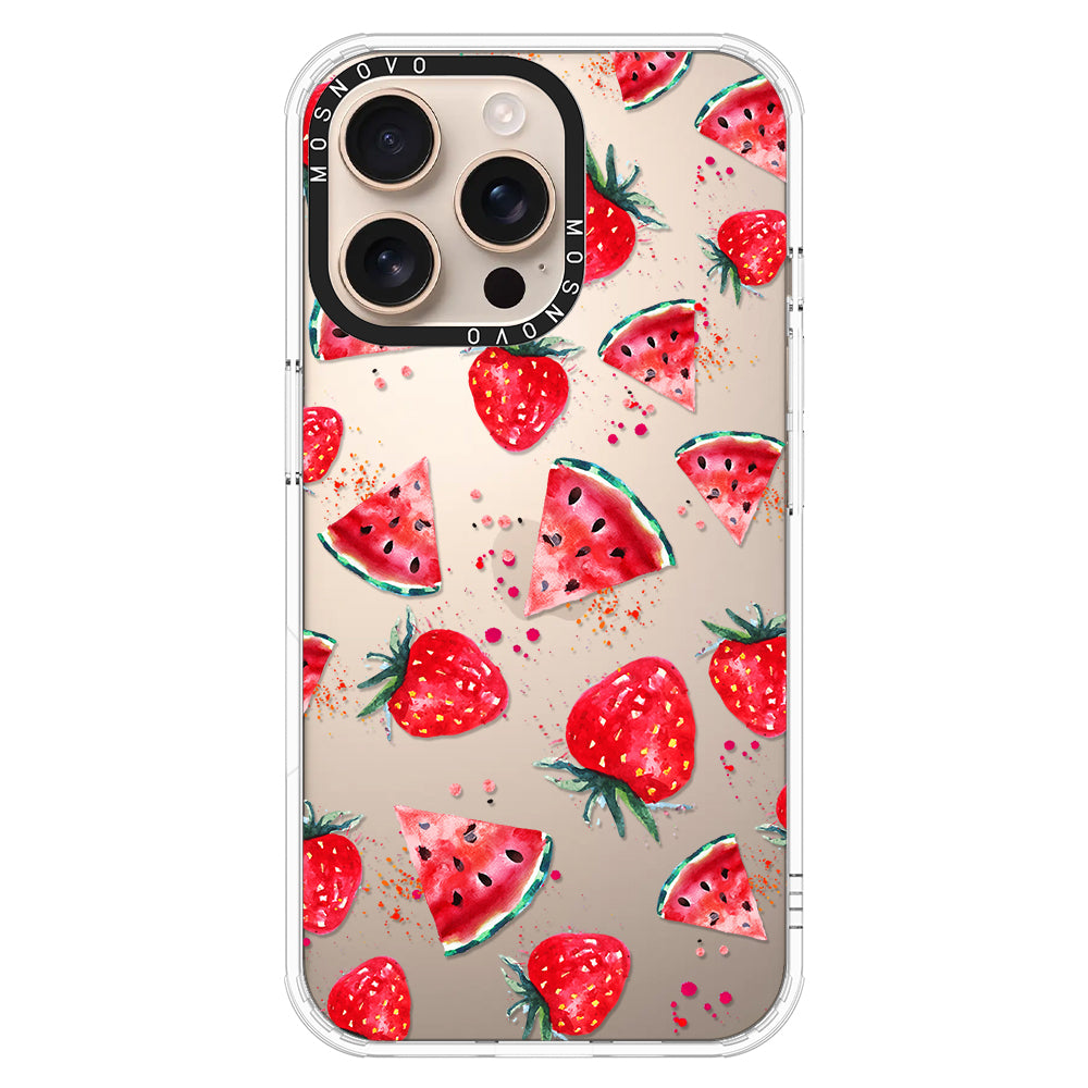 Watermelon and Strawberry Phone Case - iPhone 16 Pro Max Case - MOSNOVO