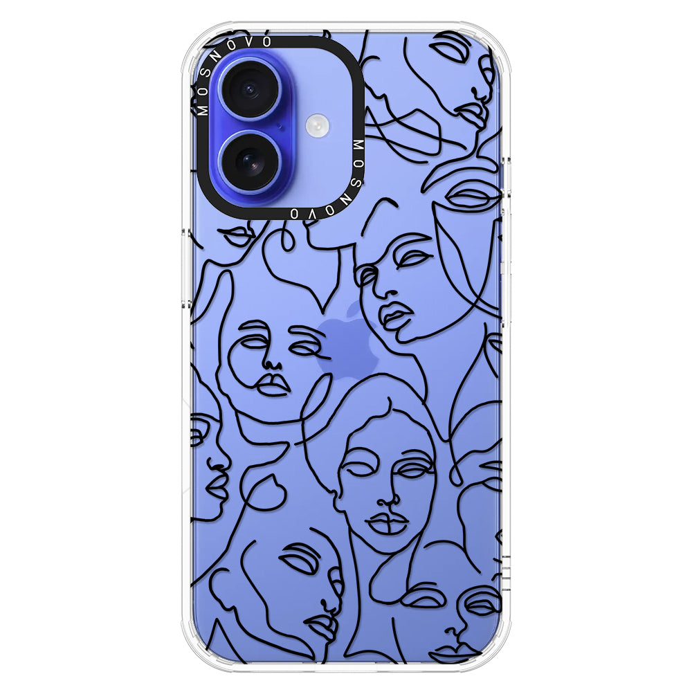 Abstract Face Line Art Phone Case - iPhone 16 Plus Case - MOSNOVO