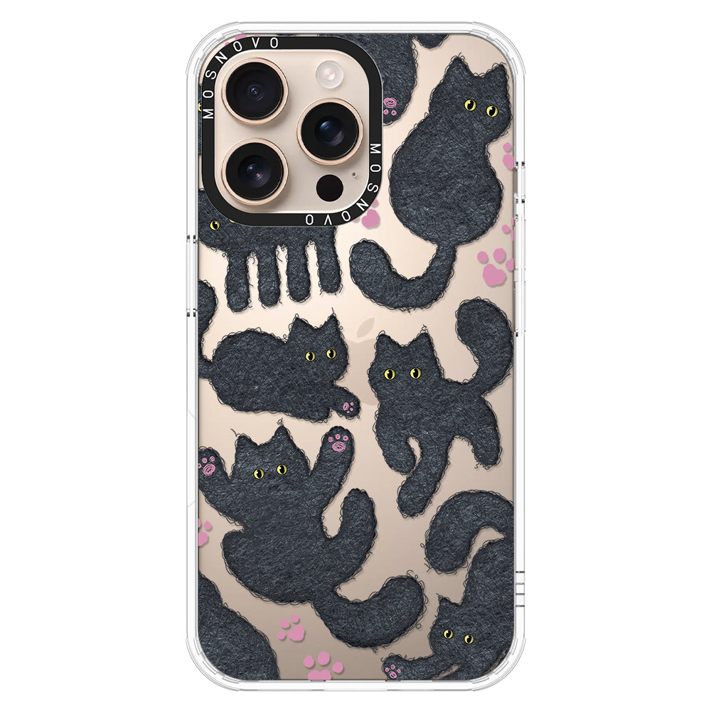 Black Furry Cat Phone Case - iPhone 16 Pro Max Case