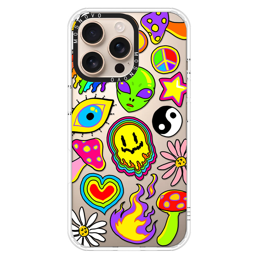 Hippie Rainbow Face Love Phone Case - iPhone 16 Pro Max Case - MOSNOVO