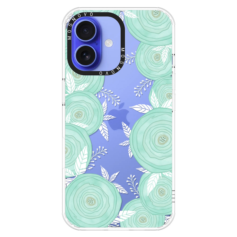 Mint Flower Phone Case - iPhone 16 Plus Case - MOSNOVO