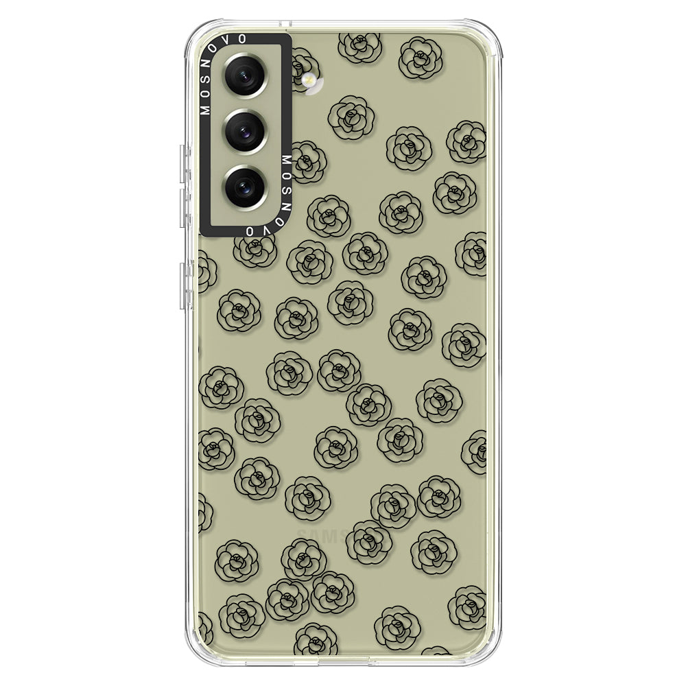 Linear Camelia Flower Phone Case - Samsung Galaxy S21 FE Case