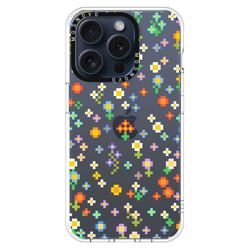 Pixel-Floral Phone Case - iPhone 15 Pro Case