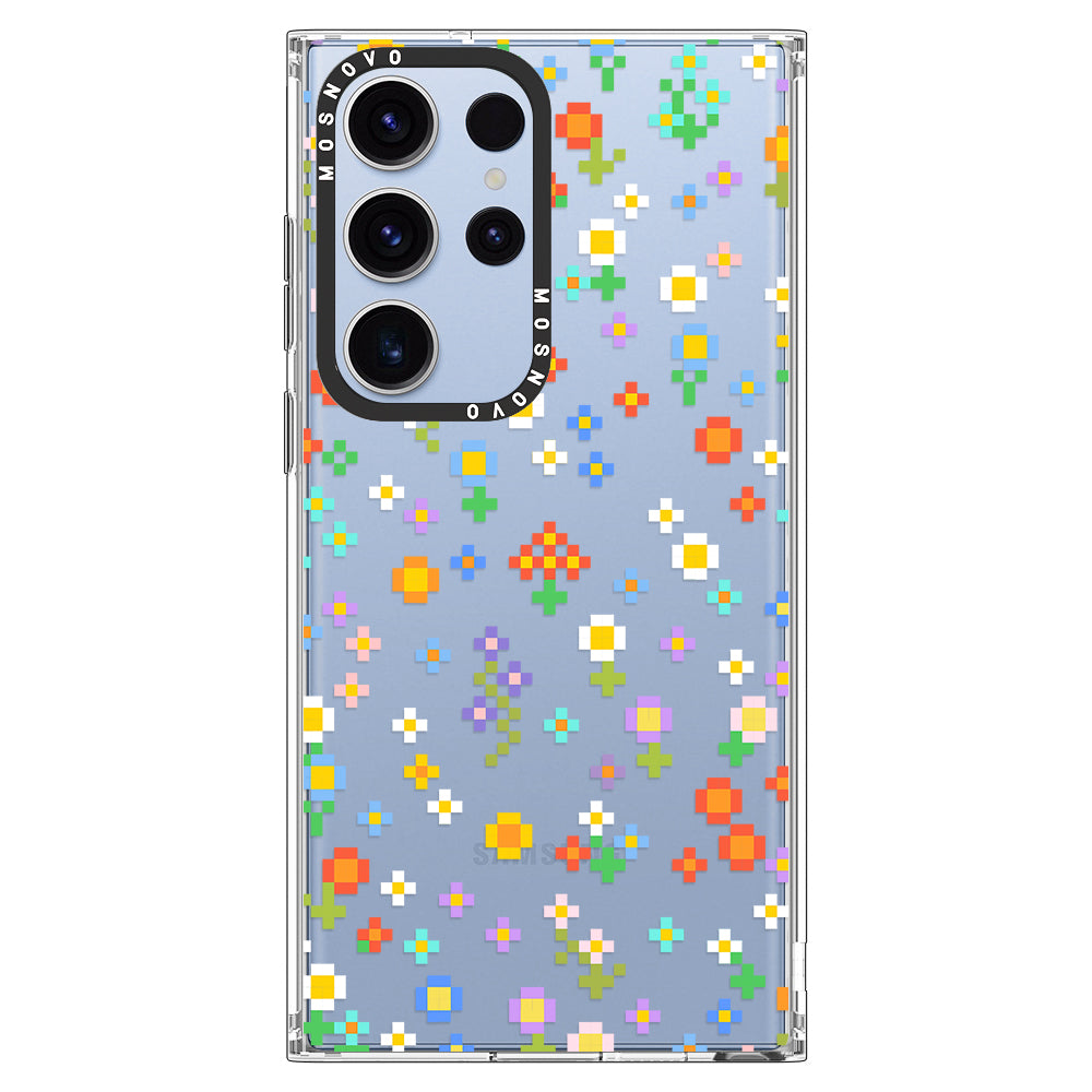 Pixel-Floral Phone Case - Samsung Galaxy S23 Ultra Case