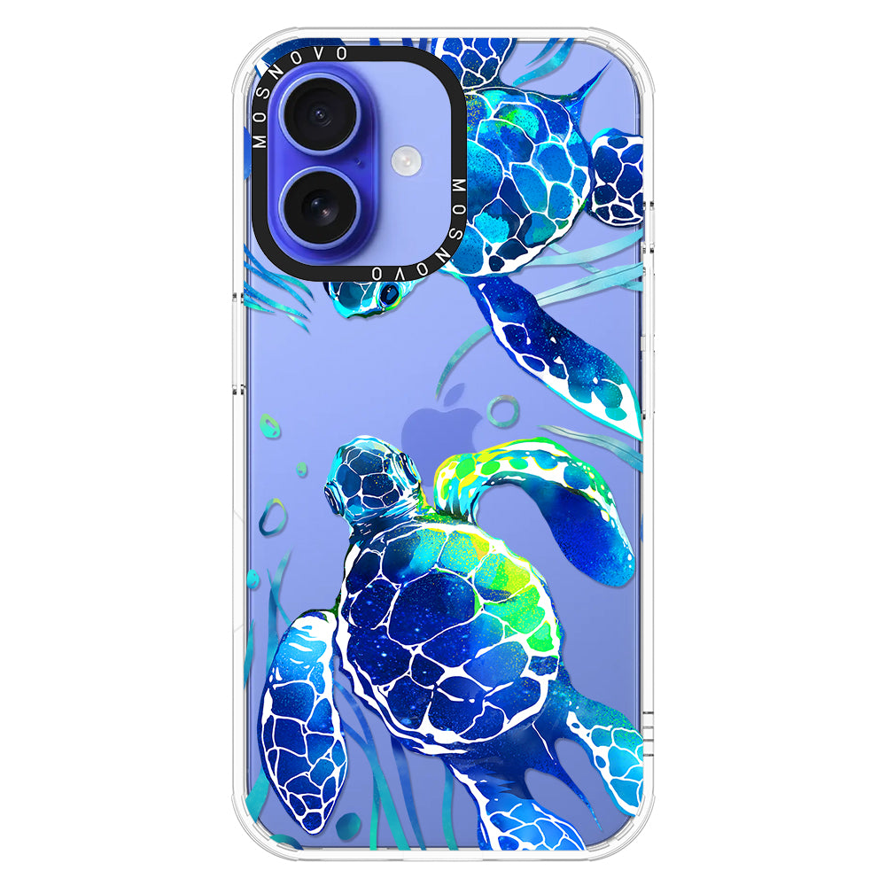 Blue Sea Turtle Phone Case - iPhone 16 Plus Case - MOSNOVO