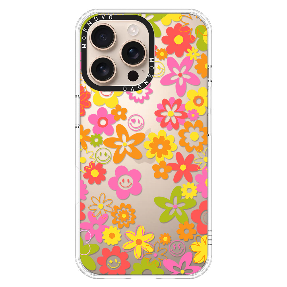 70's Groovy Floral Phone Case - iPhone 16 Pro Max Case - MOSNOVO