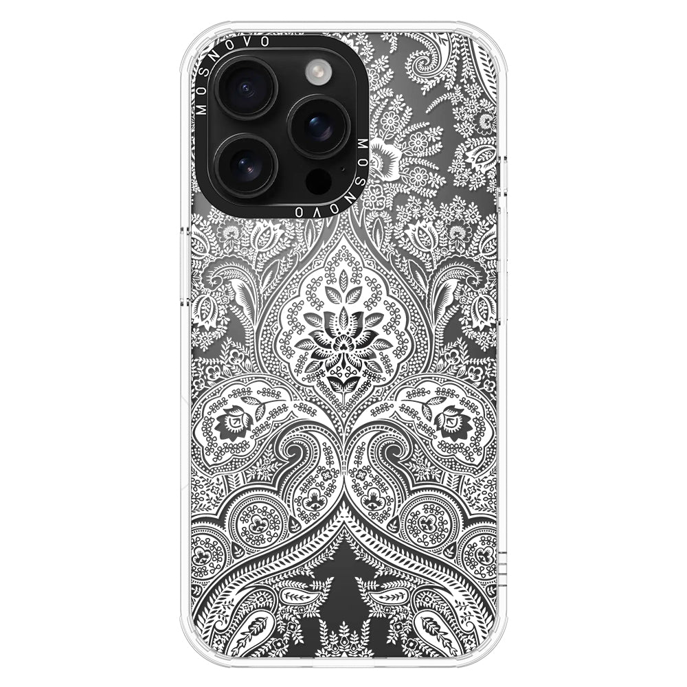 White Damask Phone Case - iPhone 16 Pro Max Case - MOSNOVO