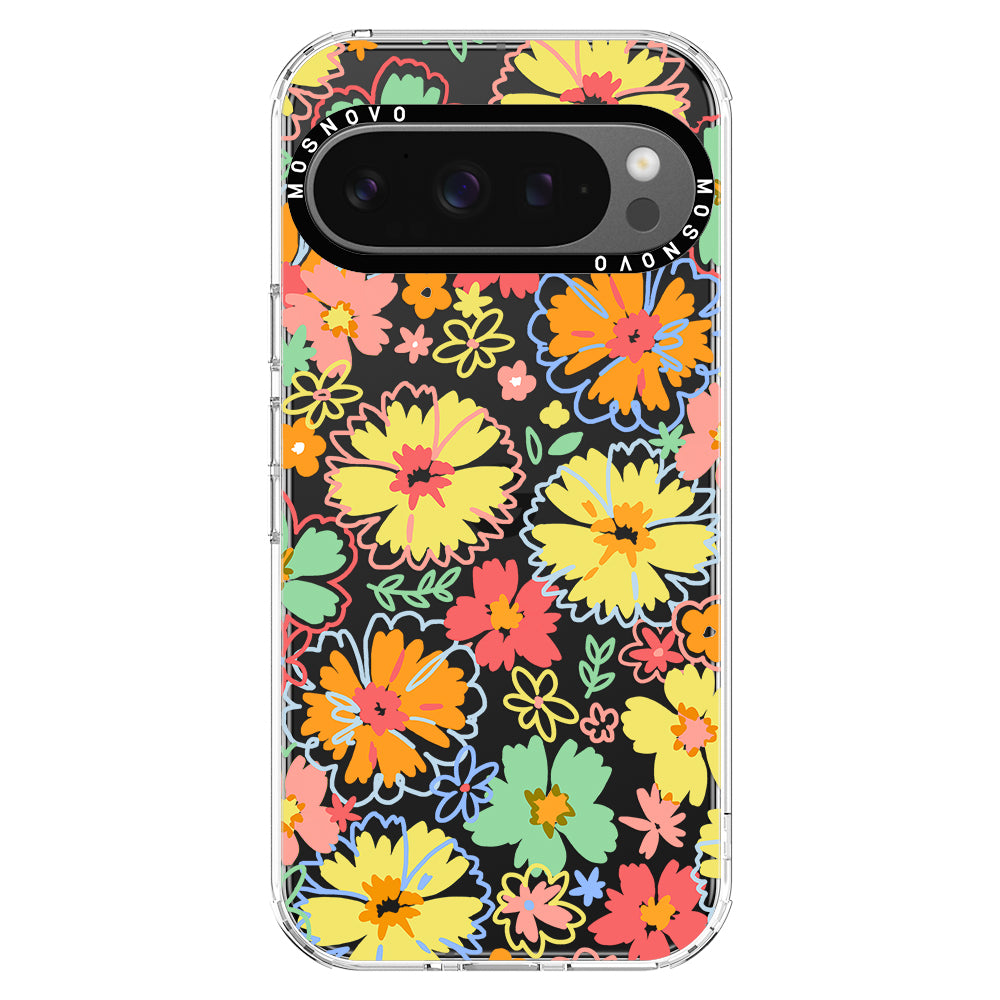 Retro Boho Hippie Flowers Phone Case - Google Pixel 9 Pro Case