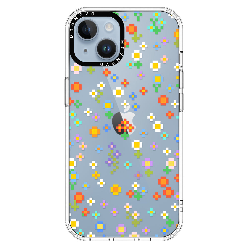 Pixel-Floral Phone Case - iPhone 14 Plus Case